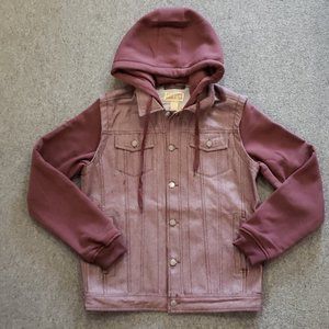 TRUST Denim Jacket w/Hood - Burgundy
